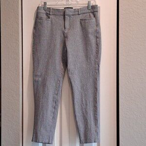 Banana Republic SLOAN Blue/Black/White Houndstooth Tapered Pants Women's Size 6P